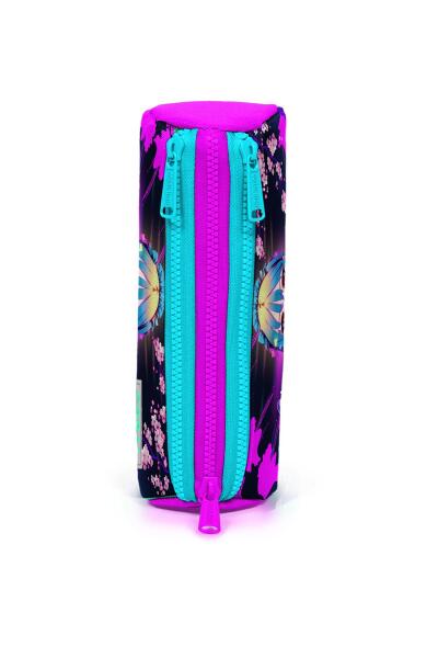 Coral High Kids Mor Pembe Anime Kedi Desenli Üç Bölmeli Kalem Çantası 22053 - 2