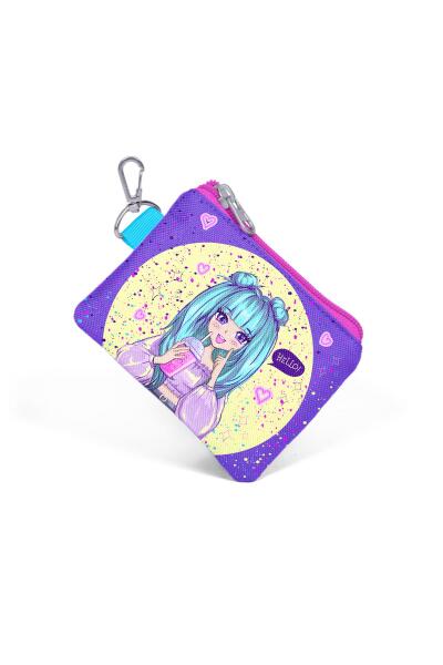 Coral High Kids Mor Pembe Anime Kız Desenli Bozuk Para Çantası 21835 - 3
