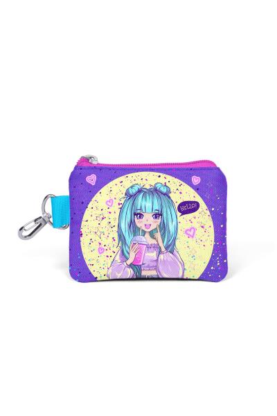 Coral High Kids Mor Pembe Anime Kız Desenli Bozuk Para Çantası 21835 - 1