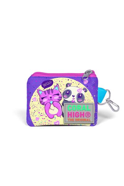 Coral High Kids Mor Pembe Anime Kız Desenli Bozuk Para Çantası 21835 - 2