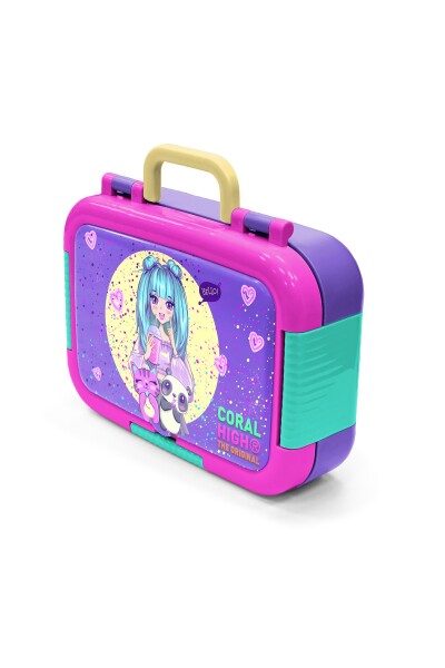 Coral High Kids Mor Pembe Anime Kız Desenli Paslanmaz Çelik Beslenme Kabı 39248 - 4