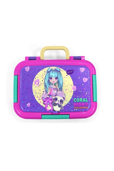 Coral High Kids Mor Pembe Anime Kız Desenli Paslanmaz Çelik Beslenme Kabı 39248 - 5