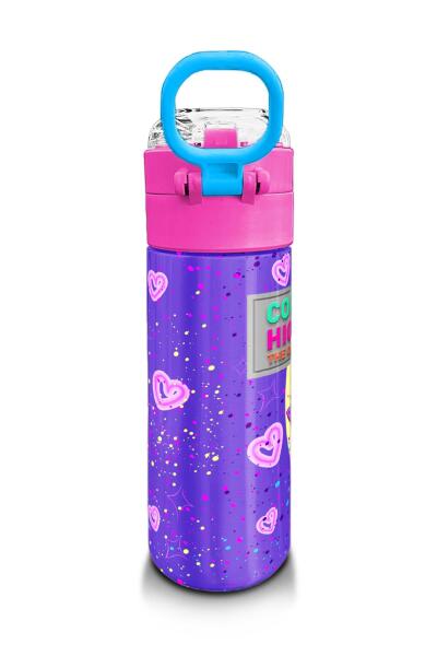 Coral High Kids Mor Pembe Anime Kız Desenli Pipetli ve Direkt İçim Çelik Termos 500 ml 31942 - 3