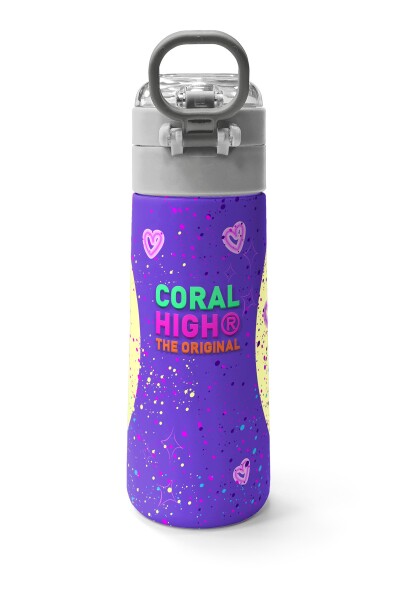 Coral High Kids Mor Pembe Anime Kız Desenli Pipetli ve Direkt İçim Çelik Termos 500 ml 31942 - 4