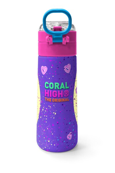 Coral High Kids Mor Pembe Anime Kız Desenli Pipetli ve Direkt İçim Çelik Termos 500 ml 31942 - 4