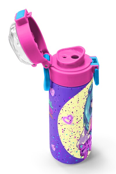 Coral High Kids Mor Pembe Anime Kız Desenli Pipetli ve Direkt İçim Çelik Termos 500 ml 31942 - 6