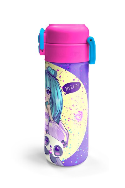 Coral High Kids Mor Pembe Anime Kız Desenli Pipetli ve Direkt İçim Çelik Termos 500 ml 31942 - 6