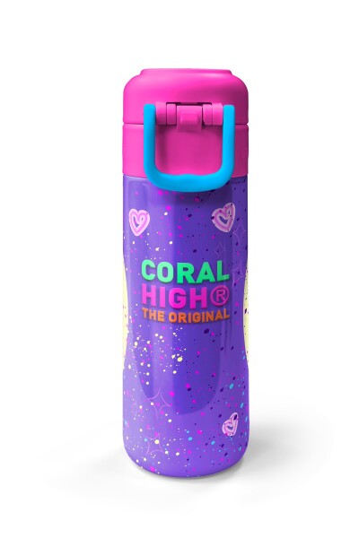 Coral High Kids Mor Pembe Anime Kız Desenli Pipetli ve Direkt İçim Çelik Termos 500 ml 31942 - 7