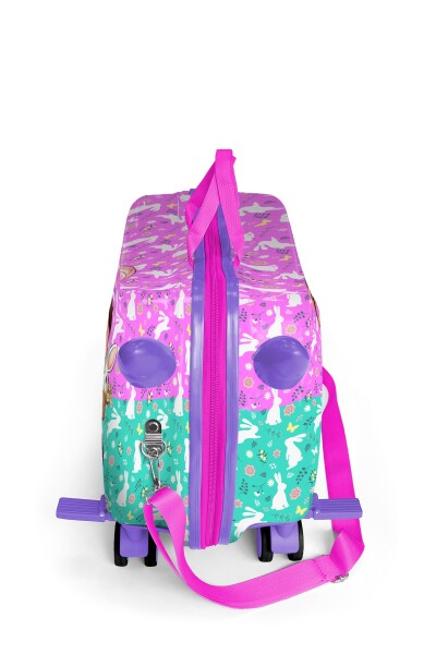 Coral High Kids Mor Pembe Bisikletli Kız Desenli Otur-Çek Çocuk Valizi 16356 - 4