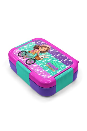 Coral High Kids Mor Pembe Bisikletli Kız Desenli Paslanmaz Çelik Beslenme Kabı 39290 - 2