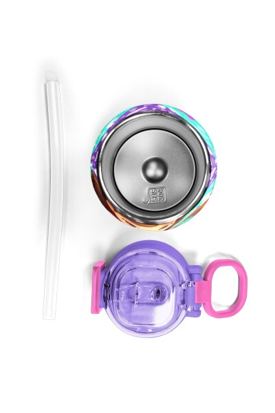 Coral High Kids Mor Pembe Bisikletli Kız Desenli Pipetli ve Direkt İçim Çelik Termos 500 ml 31797 - 7