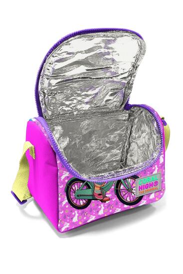 Coral High Kids Mor Pembe Bisikletli Kız Desenli Thermo Beslenme Çantası 12791 - 5