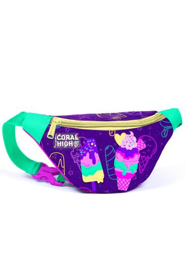 Coral High Kids Mor Pembe Dondurma Desenli Bel Çantası 11531 - CORAL HIGH KIDS