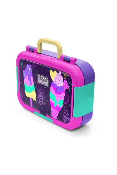Coral High Kids Mor Pembe Dondurma Desenli Paslanmaz Çelik Beslenme Kabı 39308 - 4