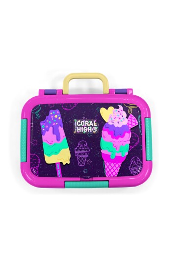 Coral High Kids Mor Pembe Dondurma Desenli Paslanmaz Çelik Beslenme Kabı 39308 - 5