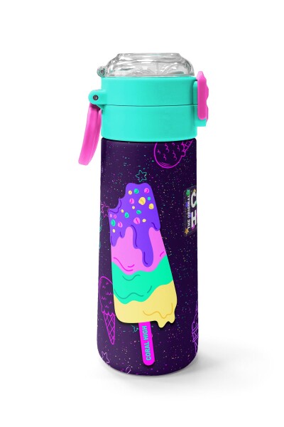 Coral High Kids Mor Pembe Dondurma Desenli Pipetli ve Direkt İçim Çelik Termos 500 ml 31980 - 2