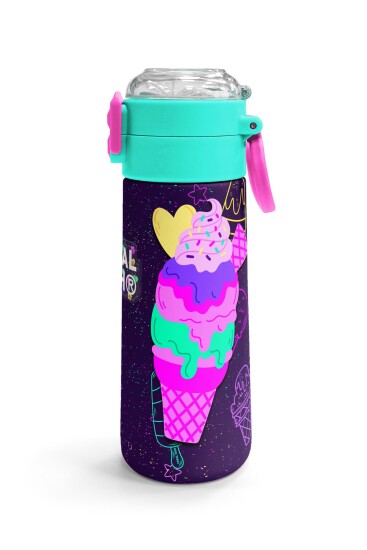 Coral High Kids Mor Pembe Dondurma Desenli Pipetli ve Direkt İçim Çelik Termos 500 ml 31980 - 3