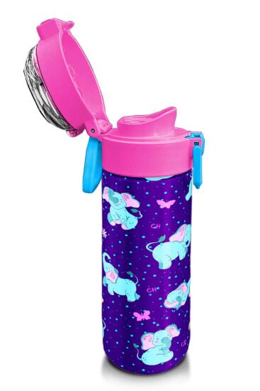 Coral High Kids Mor Pembe Fil Desenli Pipetli ve Direkt İçim Çelik Termos 500 ml 31970 - 6
