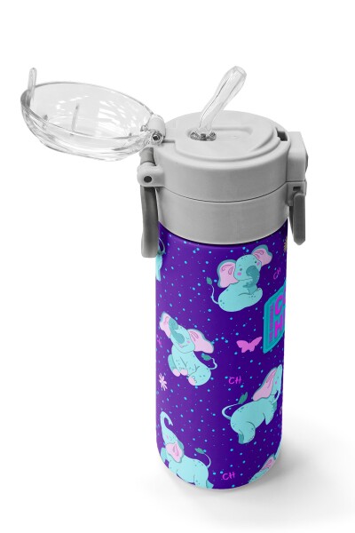 Coral High Kids Mor Pembe Fil Desenli Pipetli ve Direkt İçim Çelik Termos 500 ml 31970 - 5