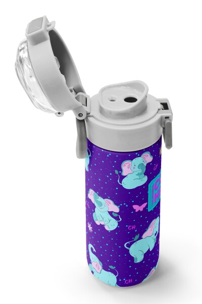 Coral High Kids Mor Pembe Fil Desenli Pipetli ve Direkt İçim Çelik Termos 500 ml 31970 - 6