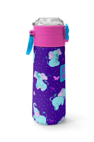 Coral High Kids Mor Pembe Fil Desenli Pipetli ve Direkt İçim Çelik Termos 500 ml 31970 - 2