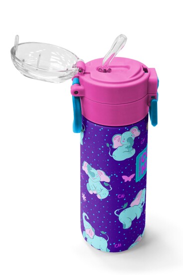 Coral High Kids Mor Pembe Fil Desenli Pipetli ve Direkt İçim Çelik Termos 500 ml 31970 - 5