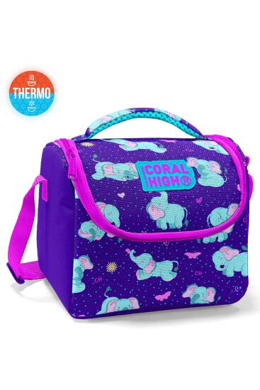 Coral High Kids Mor Pembe Fil Desenli Thermo Beslenme Çantası 11824 - Coral High KIDS