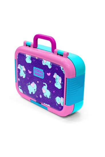 Coral High Kids Mor Pembe Fil Desenli Paslanmaz Çelik Beslenme Kabı 39293 - 4