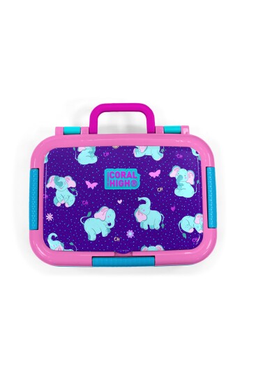 Coral High Kids Mor Pembe Fil Desenli Paslanmaz Çelik Beslenme Kabı 39293 - 5