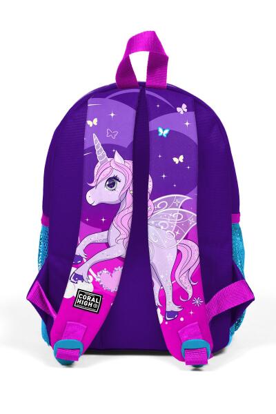 Minik Yuva Sırt Çantası Mor Pembe Unicorn Desenli İki Bölmeli 23508 - 4