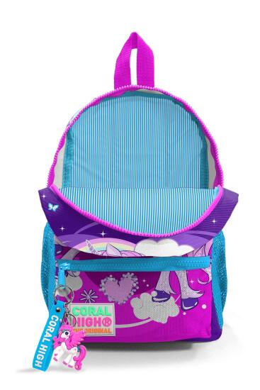 Minik Yuva Sırt Çantası Mor Pembe Unicorn Desenli İki Bölmeli 23508 - 3