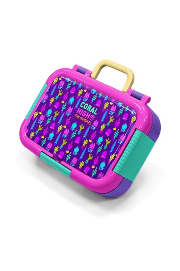 Coral High Kids Mor Pembe Kaktüs Desenli Paslanmaz Çelik Beslenme Kabı 39208 - Coral High