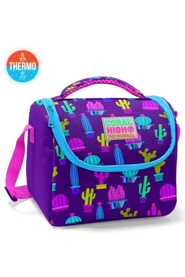 Coral High Kids Mor Pembe Kaktüs Desenli Thermo Beslenme Çantası 11802 - Coral High KIDS