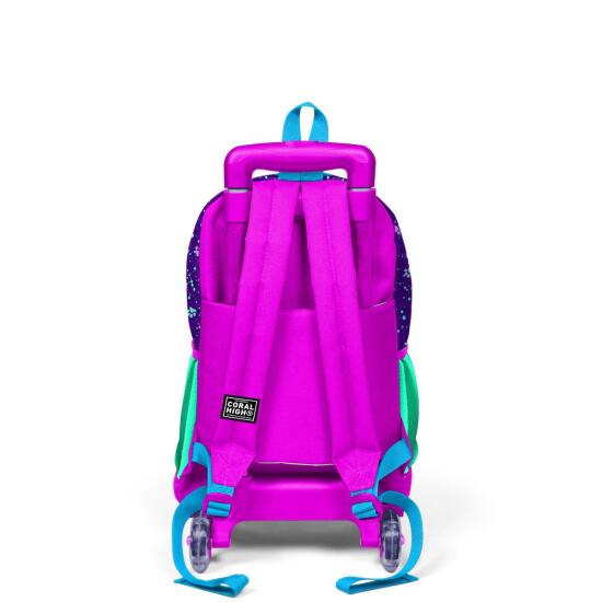 Coral High Kids Mor Pembe Kedi Desenli Çekçekli 3'lü Çanta Seti SET0123932 - 5