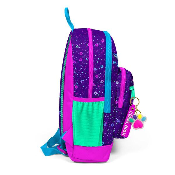 Coral High Kids Mor Pembe Kedi Desenli Dört Bölmeli USB'li Okul Sırt Çantası 23832 - 2
