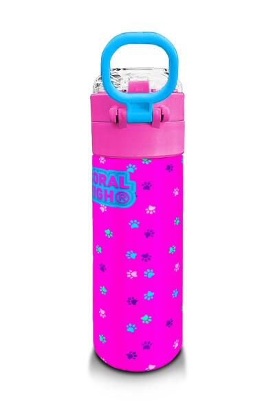 Coral High Kids Mor Pembe Kedi Desenli Pipetli ve Direkt İçim Çelik Termos 500 ml 31800 - 3