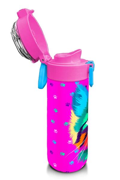 Coral High Kids Mor Pembe Kedi Desenli Pipetli ve Direkt İçim Çelik Termos 500 ml 31800 - 6