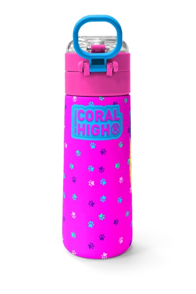 Coral High Kids Mor Pembe Kedi Desenli Pipetli ve Direkt İçim Çelik Termos 500 ml 31800 - 4
