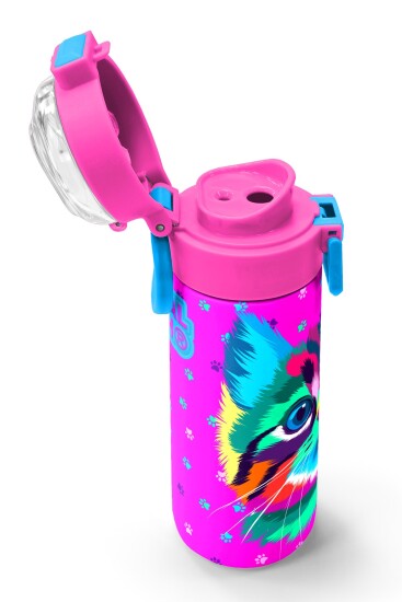 Coral High Kids Mor Pembe Kedi Desenli Pipetli ve Direkt İçim Çelik Termos 500 ml 31800 - 6