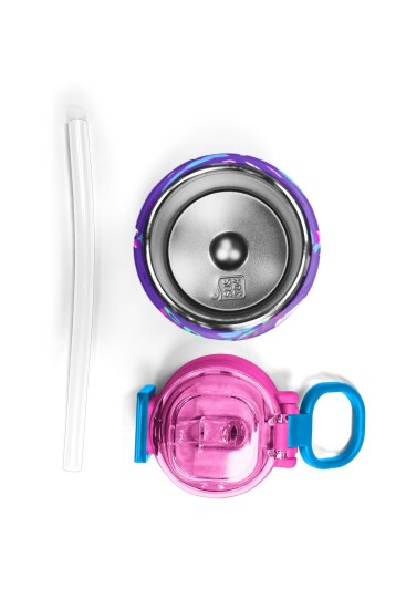 Coral High Kids Mor Pembe Kedi Desenli Pipetli ve Direkt İçim Çelik Termos 500 ml 31911 - 7
