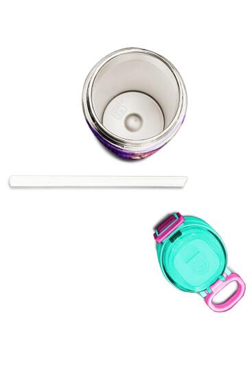 Coral High Kids Mor Pembe Kedi Desenli Pipetli ve Direkt İçim Çelik Termos 500 ml 31939 - 7