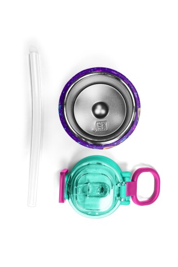 Coral High Kids Mor Pembe Kedi Desenli Pipetli ve Direkt İçim Çelik Termos 500 ml 31939 - 7