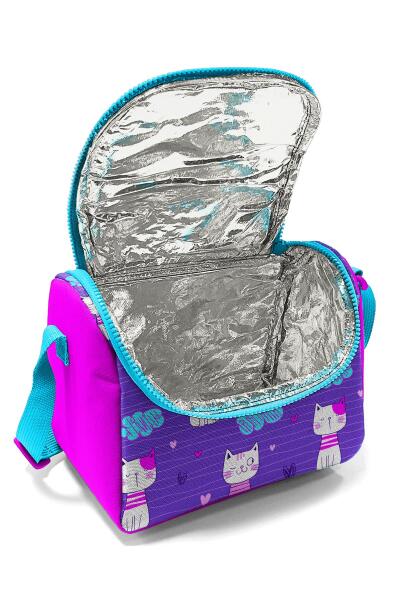 Coral High Kids Mor Pembe Kedi Desenli Thermo Beslenme Çantas 11704 - 4