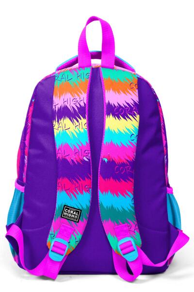 Coral High Kıds Mor Pembe Kedi Desenli Üç Bölmeli Okul Sırt Çantası 23477 - 4