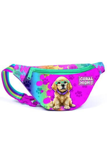 Coral High Kids Mor Pembe Köpek Desenli Bel Çantası 11525 - Coral High KIDS