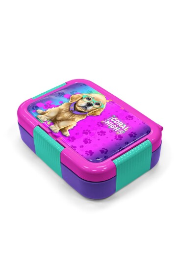 Coral High Kids Mor Pembe Köpek Desenli Paslanmaz Çelik Beslenme Kabı 39333 - 2