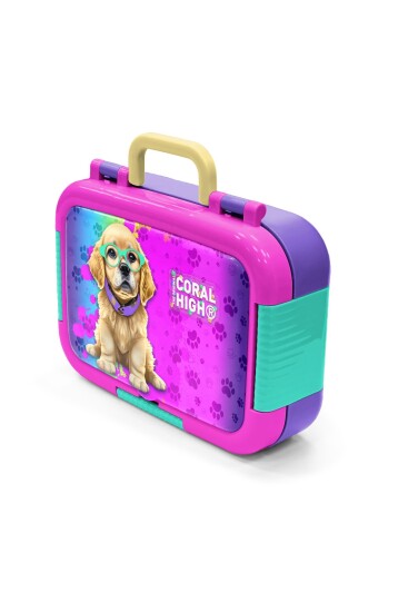 Coral High Kids Mor Pembe Köpek Desenli Paslanmaz Çelik Beslenme Kabı 39333 - 4