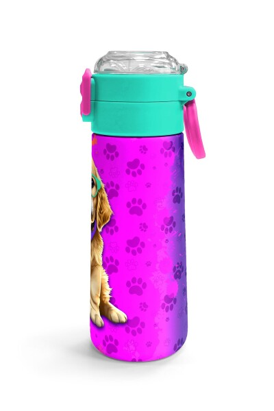 Coral High Kids Mor Pembe Köpek Desenli Pipetli ve Direkt İçim Çelik Termos 500 ml 31813 - 3