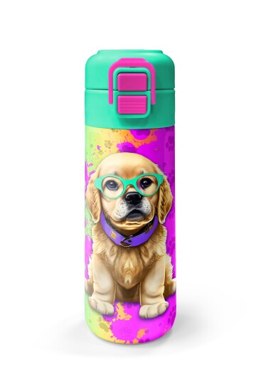 Coral High Kids Mor Pembe Köpek Desenli Pipetli ve Direkt İçim Çelik Termos 500 ml 31813 - 4