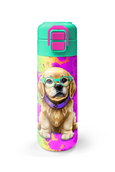 Coral High Kids Mor Pembe Köpek Desenli Pipetli ve Direkt İçim Çelik Termos 500 ml 31813 - 4
